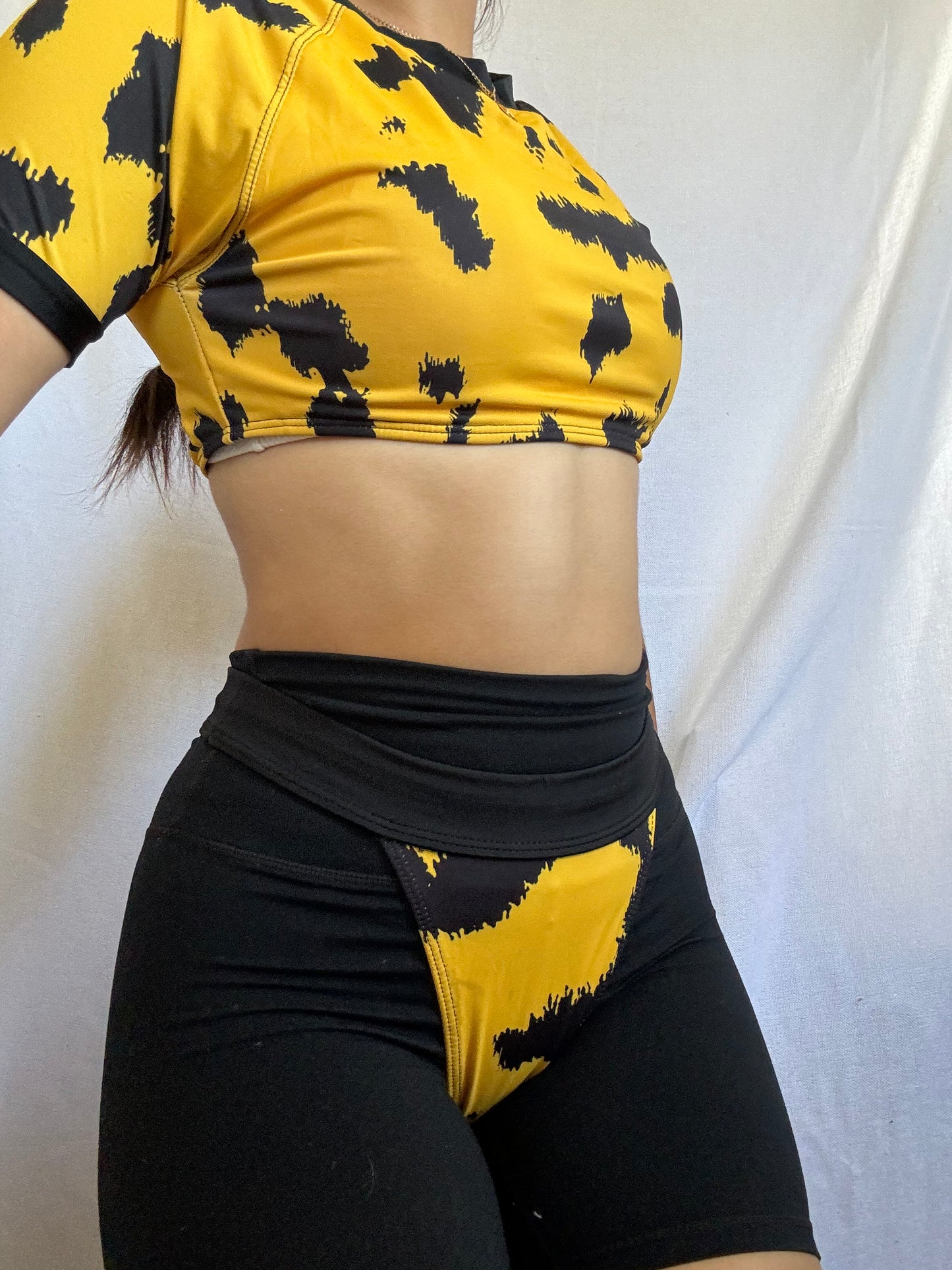 Black and Yellow Tankini Set
