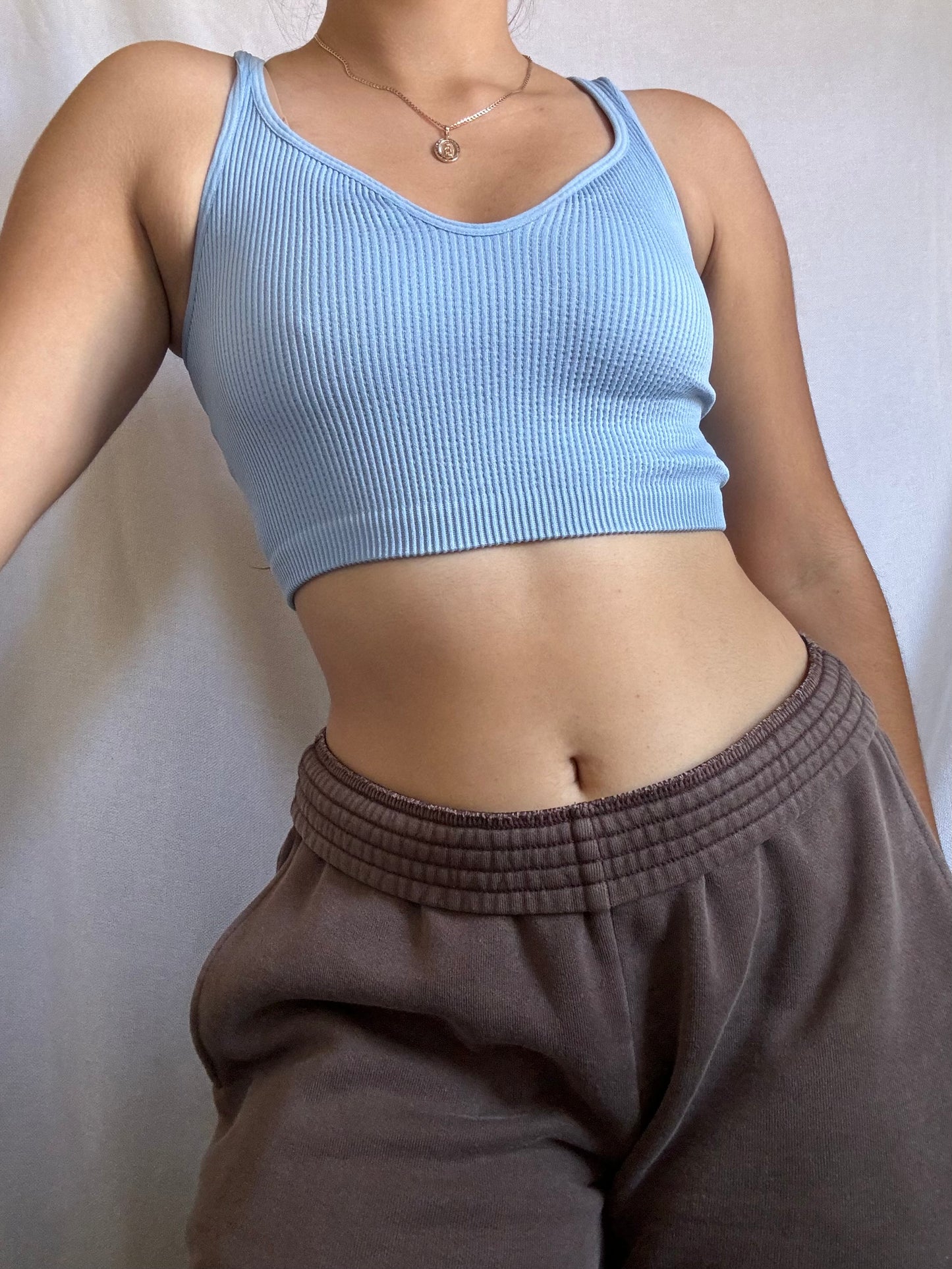 Powder Blue Ribbed Tank Top