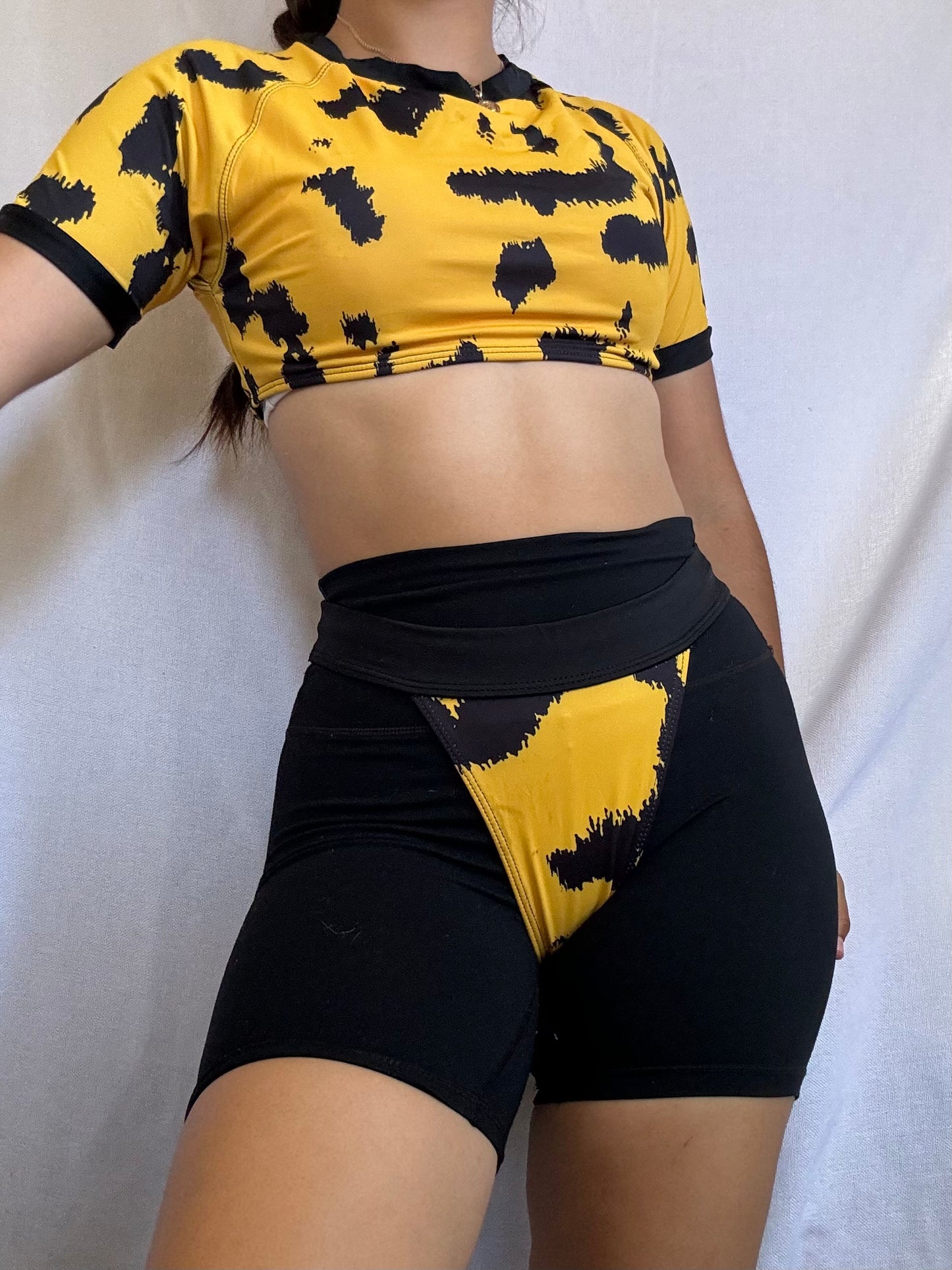 Black and Yellow Tankini Set