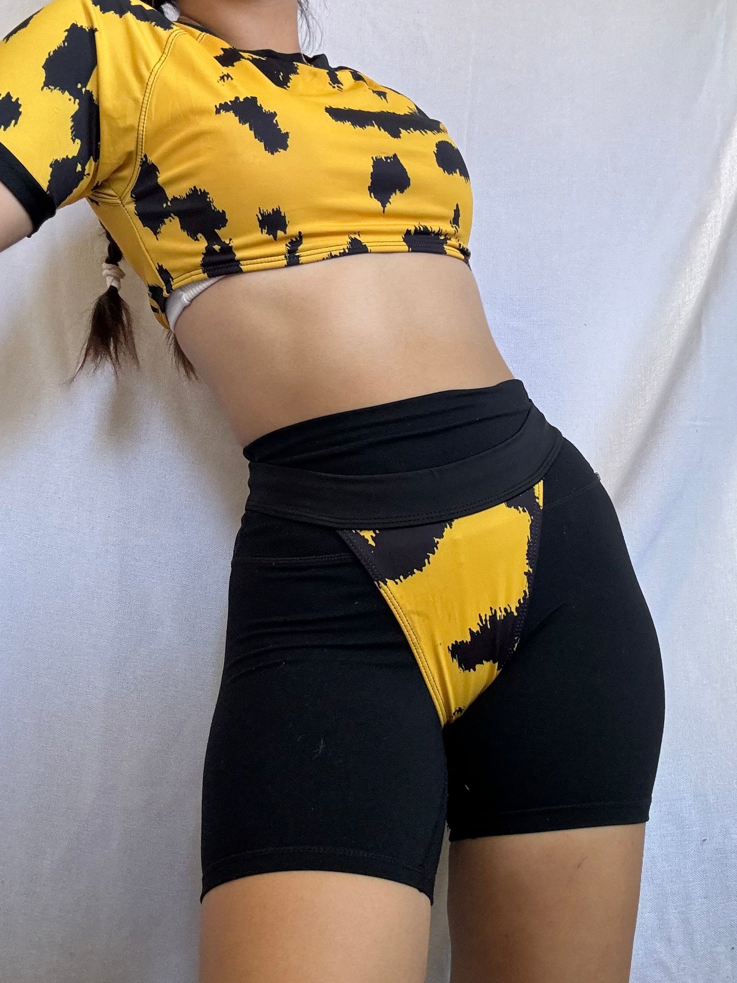 Black and Yellow Tankini Set