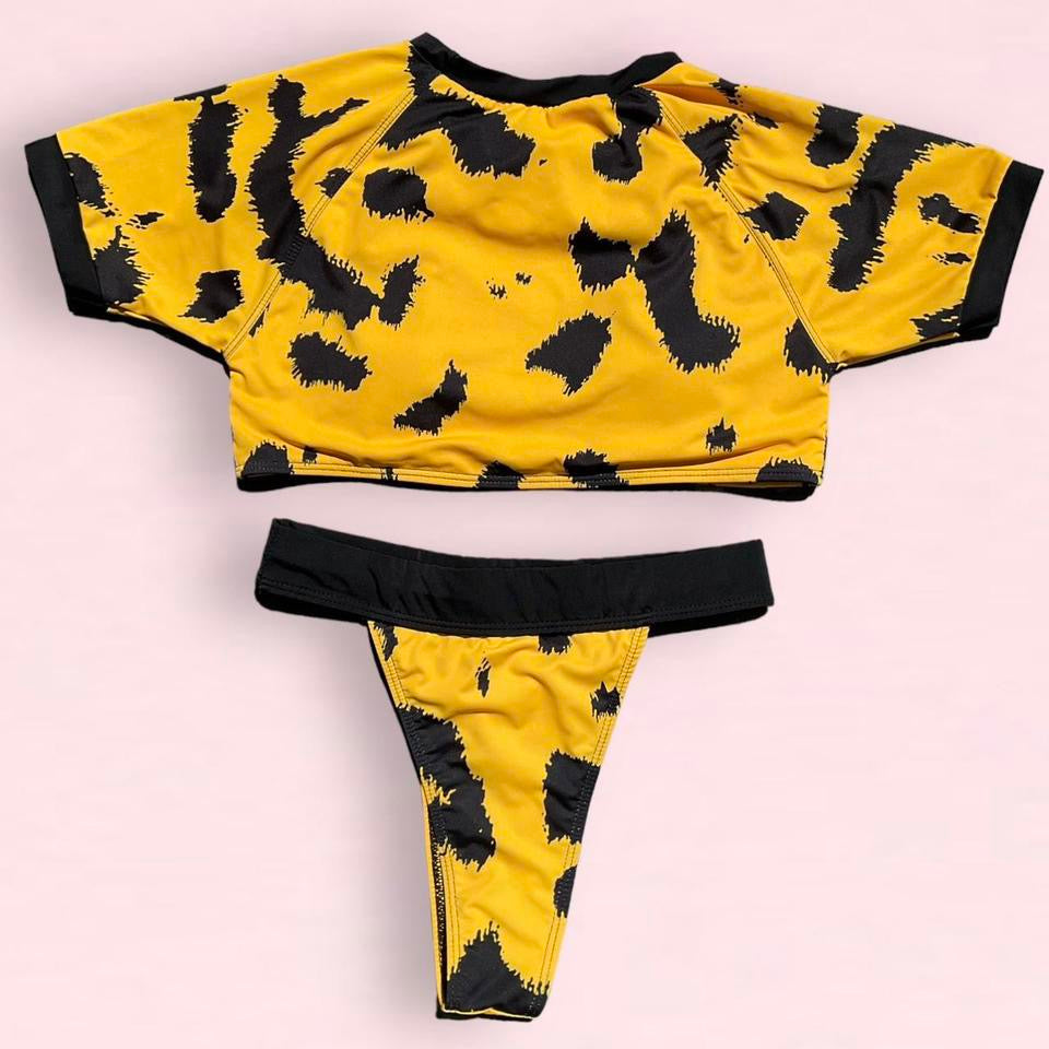 Black and Yellow Tankini Set