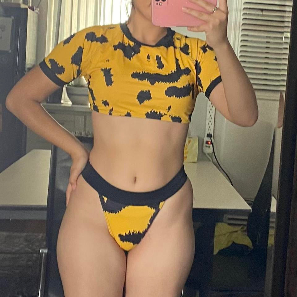Black and Yellow Tankini Set