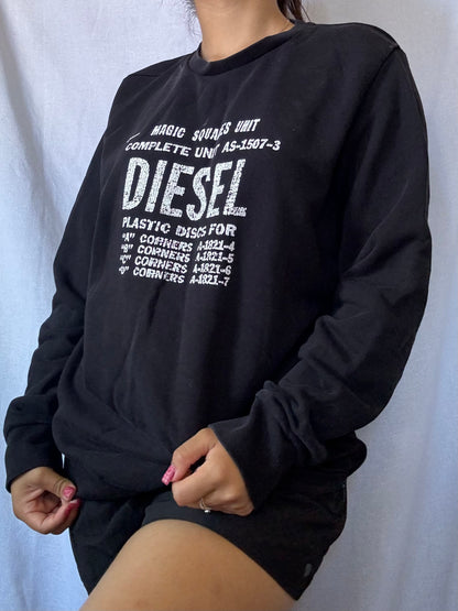 Diesel S-Gir-b5 Fleece Black Crewneck Sweatshirt