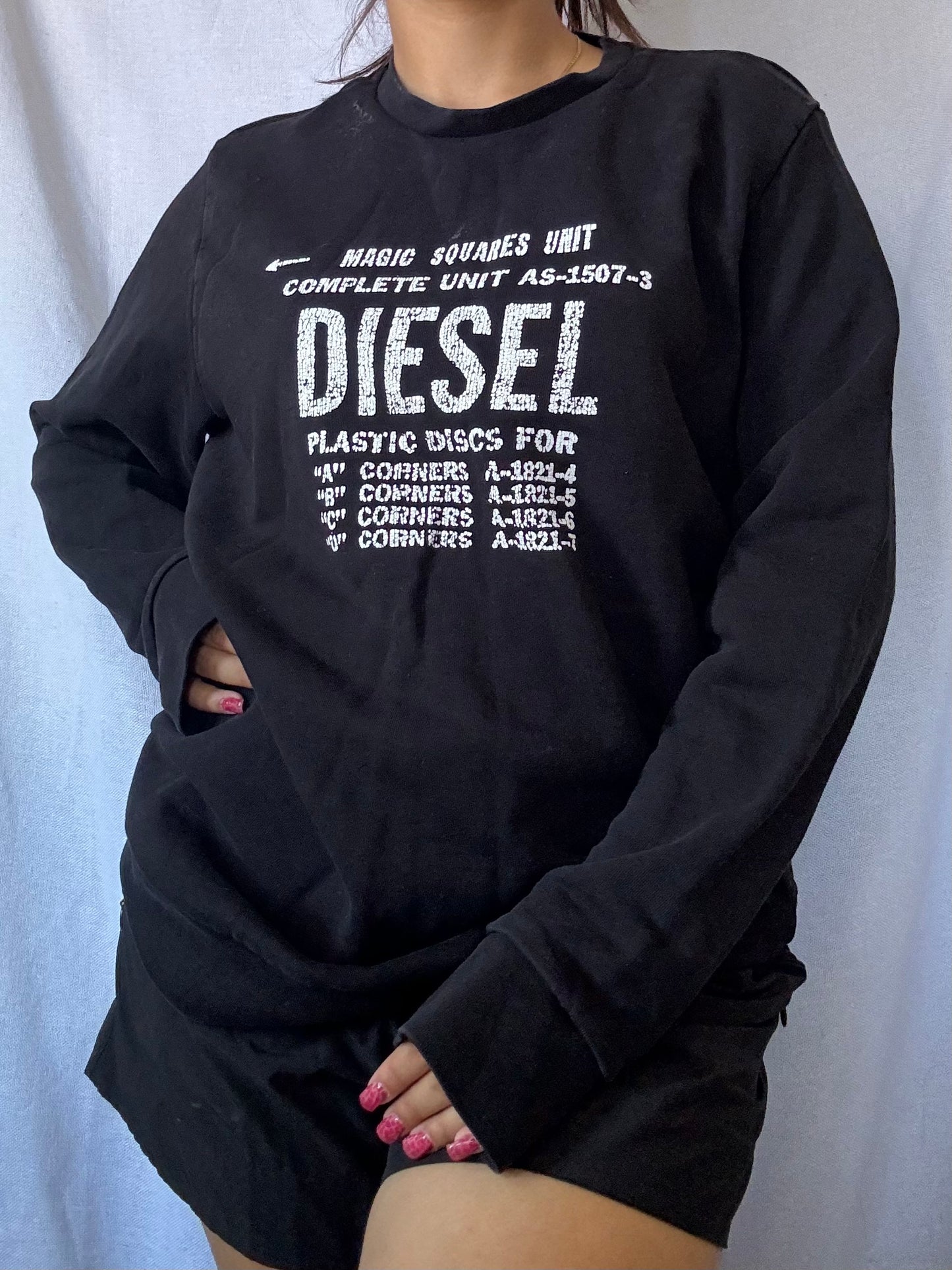 Diesel S-Gir-b5 Fleece Black Crewneck Sweatshirt