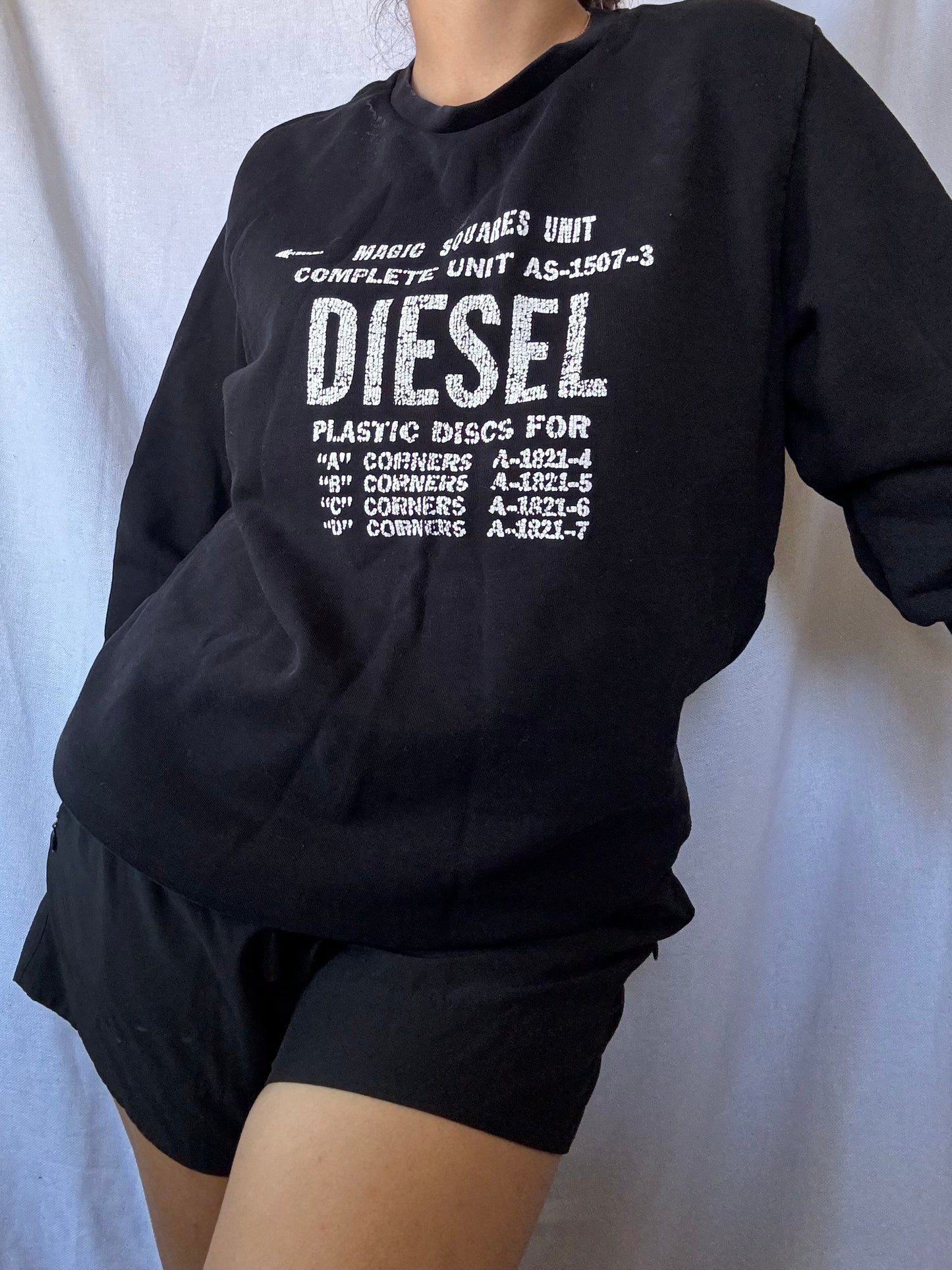 Diesel S-Gir-b5 Fleece Black Crewneck Sweatshirt