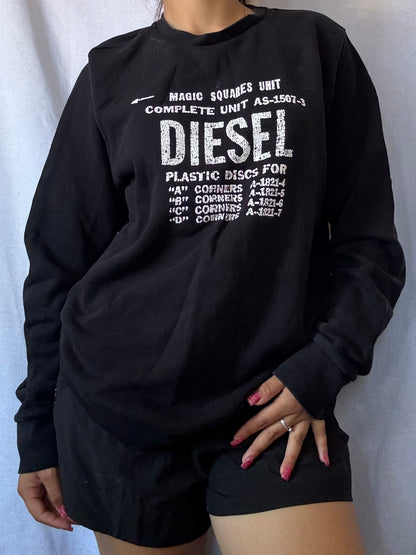 Diesel S-Gir-b5 Fleece Black Crewneck Sweatshirt