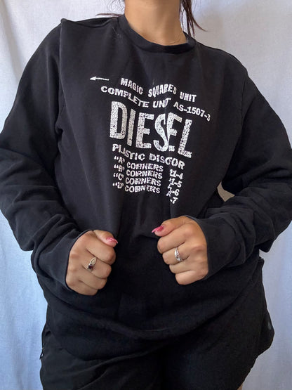 Diesel S-Gir-b5 Fleece Black Crewneck Sweatshirt